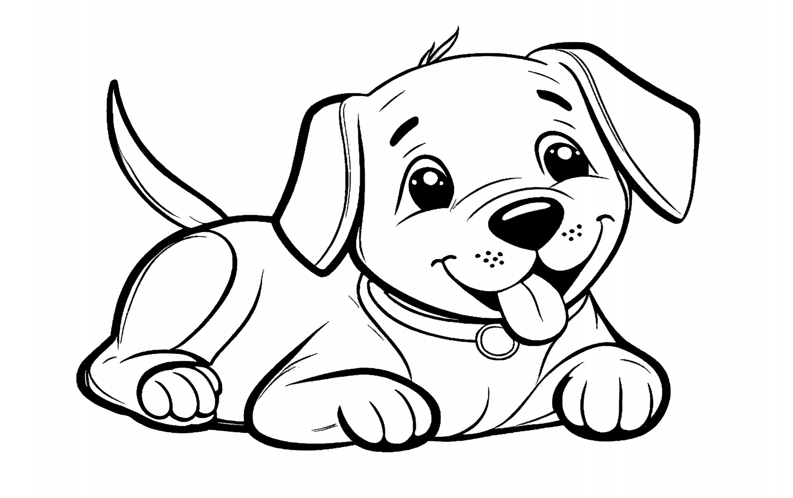 Easy to color dog - Dogs Kids Coloring Pages