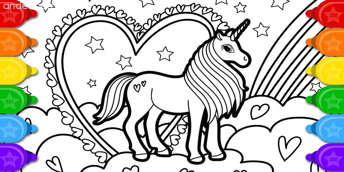 Glitter Unicorn Coloring and Drawing for Kids  How to draw a Glitter  Unicorn Coloring Page