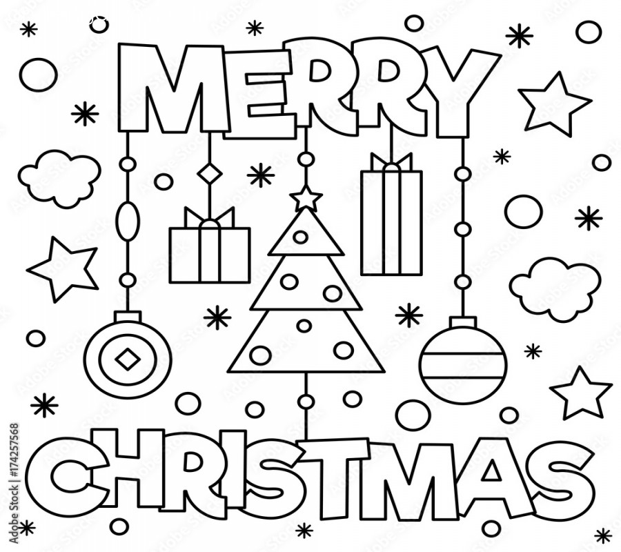 Merry Christmas. Coloring page. Vector illustration